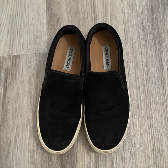 Steve Madden Black suede Platform Loafers - Picture 3 of 5